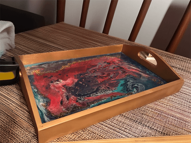 Resin/Acrylic Pour Wooden Tray Workshop - Thursday, October 30 at 6:30
